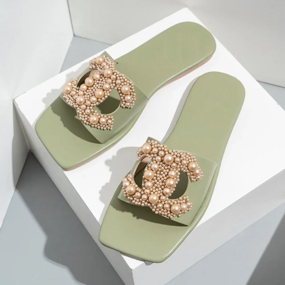 Olive 'Pearl' Sandals - Picture 1 of 7